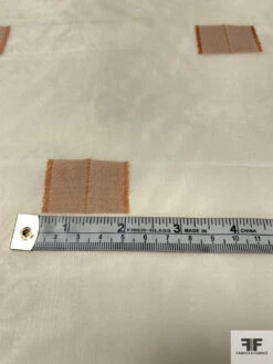 Rectangles Fil Coupé Stiff Silk Organza With Lurex Stitching - Dusty Coral / Ivory / Gold 15 Rectangles Fil Coupé Stiff Silk Organza With Lurex Stitching - Dusty Coral / Ivory / Gold -Fabrics And Fabrics Store 12931 3