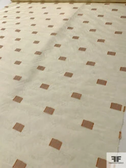 Rectangles Fil Coupé Stiff Silk Organza With Lurex Stitching - Dusty Coral / Ivory / Gold 16 Rectangles Fil Coupé Stiff Silk Organza With Lurex Stitching - Dusty Coral / Ivory / Gold -Fabrics And Fabrics Store 12931 4