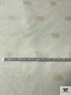 Rectangles Fil Coupé Stiff Silk Organza With Lurex Stitching - Ivory / Gold -Fabrics And Fabrics Store 12934 2