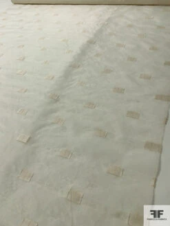 Rectangles Fil Coupé Stiff Silk Organza With Lurex Stitching - Ivory / Gold -Fabrics And Fabrics Store 12934 5