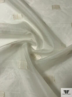 Rectangles Fil Coupé Stiff Silk Organza With Lurex Stitching - Ivory / Gold -Fabrics And Fabrics Store 12934 7