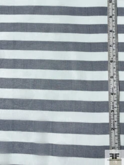 Horizontal Striped Printed Silk Chiffon - Navy / Light Sky Blue 14 Horizontal Striped Printed Silk Chiffon - Navy / Light Sky Blue -Fabrics And Fabrics Store 12973 2