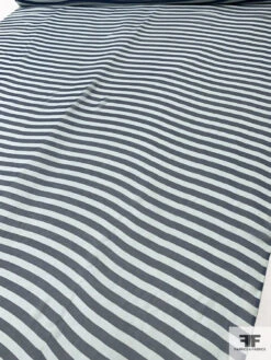 Horizontal Striped Printed Silk Chiffon - Navy / Light Sky Blue 15 Horizontal Striped Printed Silk Chiffon - Navy / Light Sky Blue -Fabrics And Fabrics Store 12973 3