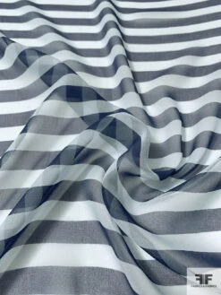 Horizontal Striped Printed Silk Chiffon - Navy / Light Sky Blue 16 Horizontal Striped Printed Silk Chiffon - Navy / Light Sky Blue -Fabrics And Fabrics Store 12973 6