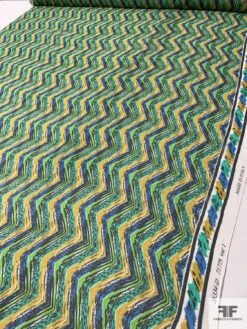 Chevron Vertically Printed Lightly Crinkled Silk Chiffon - Greens / Blue / Mustard 15 Chevron Vertically Printed Lightly Crinkled Silk Chiffon - Greens / Blue / Mustard -Fabrics And Fabrics Store 13099 4