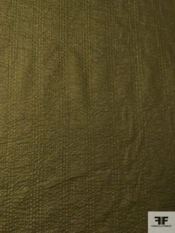 Made In Japan Plissé Cotton Voile Shirting - Olive Green -Fabrics And Fabrics Store 13134 1