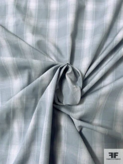 Yarn-Dyed Plaid Cotton Shirting - Grey-Blue / White