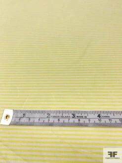 Horizontal Railroad Striped Silk And Cotton Shirting - Citrus Yellow / White -Fabrics And Fabrics Store 13155 1