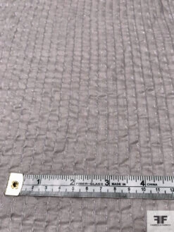 Vertical Plissé Striped Cotton Voile Shirting With Lurex Fibers - Dusty Lilac Grey -Fabrics And Fabrics Store 13165 3