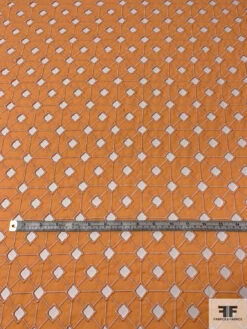 Geometric Lattice Embroidered Eyelet Cotton Voile - Sunkist Orange 14 Geometric Lattice Embroidered Eyelet Cotton Voile - Sunkist Orange -Fabrics And Fabrics Store 13181 2