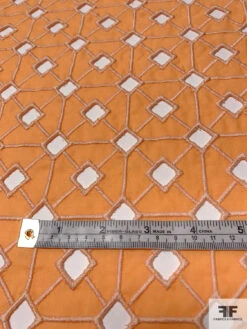 Geometric Lattice Embroidered Eyelet Cotton Voile - Sunkist Orange 15 Geometric Lattice Embroidered Eyelet Cotton Voile - Sunkist Orange -Fabrics And Fabrics Store 13181 3