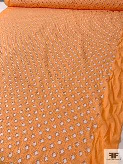 Geometric Lattice Embroidered Eyelet Cotton Voile - Sunkist Orange 16 Geometric Lattice Embroidered Eyelet Cotton Voile - Sunkist Orange -Fabrics And Fabrics Store 13181 4