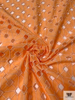Geometric Lattice Embroidered Eyelet Cotton Voile - Sunkist Orange 12 Geometric Lattice Embroidered Eyelet Cotton Voile - Sunkist Orange -Fabrics And Fabrics Store 13181 5