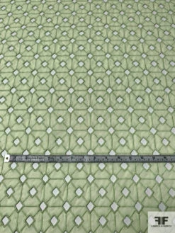 Geometric Lattice Embroidered Eyelet Cotton Voile - Pastel Lime 14 Geometric Lattice Embroidered Eyelet Cotton Voile - Pastel Lime -Fabrics And Fabrics Store 13193 2