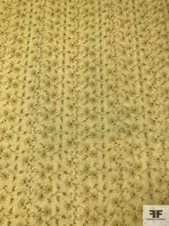 Intricate Floral Embroidered Lurex Threadwork On Cotton Eyelet Voile - Light Olive Green -Fabrics And Fabrics Store 13196 1