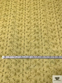 Intricate Floral Embroidered Lurex Threadwork On Cotton Eyelet Voile - Light Olive Green -Fabrics And Fabrics Store 13196 2