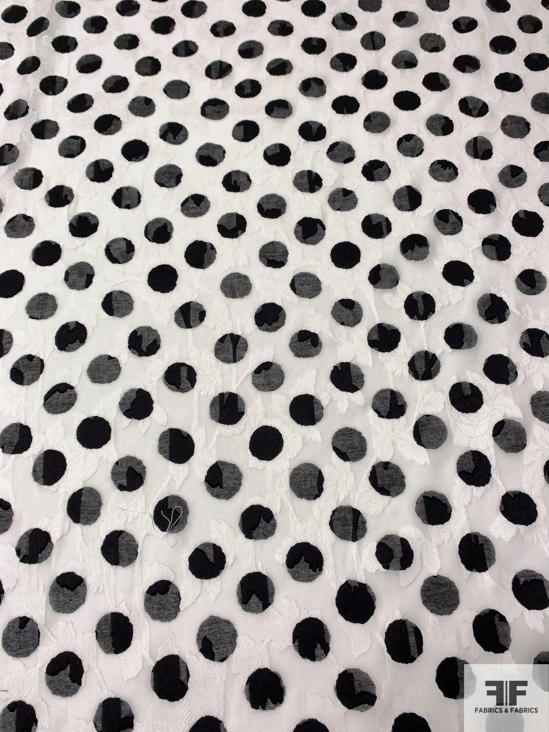 Made In Japan Polka Dot Printed And Floral Fil Coupé Cotton Voile - Black / Off-White 7 Made In Japan Polka Dot Printed And Floral Fil Coupé Cotton Voile - Black / Off-White - Image 5