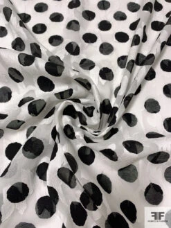 Made In Japan Polka Dot Printed And Floral Fil Coupé Cotton Voile - Black / Off-White 12 Made In Japan Polka Dot Printed And Floral Fil Coupé Cotton Voile - Black / Off-White -Fabrics And Fabrics Store 13204 5