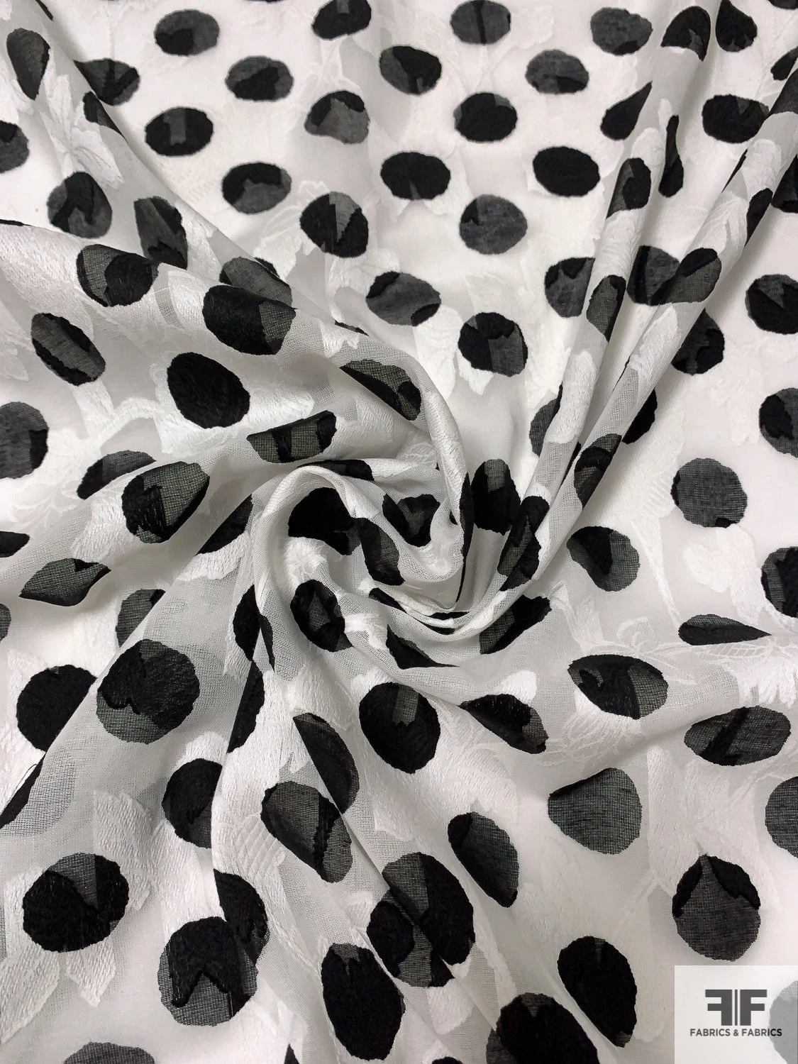 Made In Japan Polka Dot Printed And Floral Fil Coupé Cotton Voile - Black / Off-White 6 Made In Japan Polka Dot Printed And Floral Fil Coupé Cotton Voile - Black / Off-White - Image 4