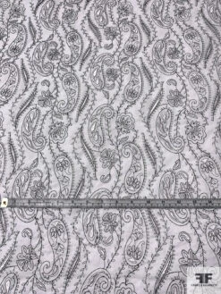 Paisley Embroidered Cotton Lawn - White / Black 14 Paisley Embroidered Cotton Lawn - White / Black -Fabrics And Fabrics Store 13242 2