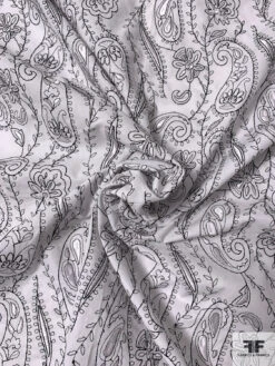 Paisley Embroidered Cotton Lawn - White / Black 12 Paisley Embroidered Cotton Lawn - White / Black -Fabrics And Fabrics Store 13242 5