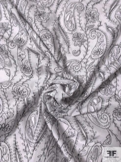 Paisley Embroidered Cotton Lawn - White / Black 13 Paisley Embroidered Cotton Lawn - White / Black -Fabrics And Fabrics Store 13242 6