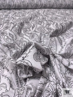 Paisley Embroidered Cotton Lawn - White / Black 17 Paisley Embroidered Cotton Lawn - White / Black -Fabrics And Fabrics Store 13242 8