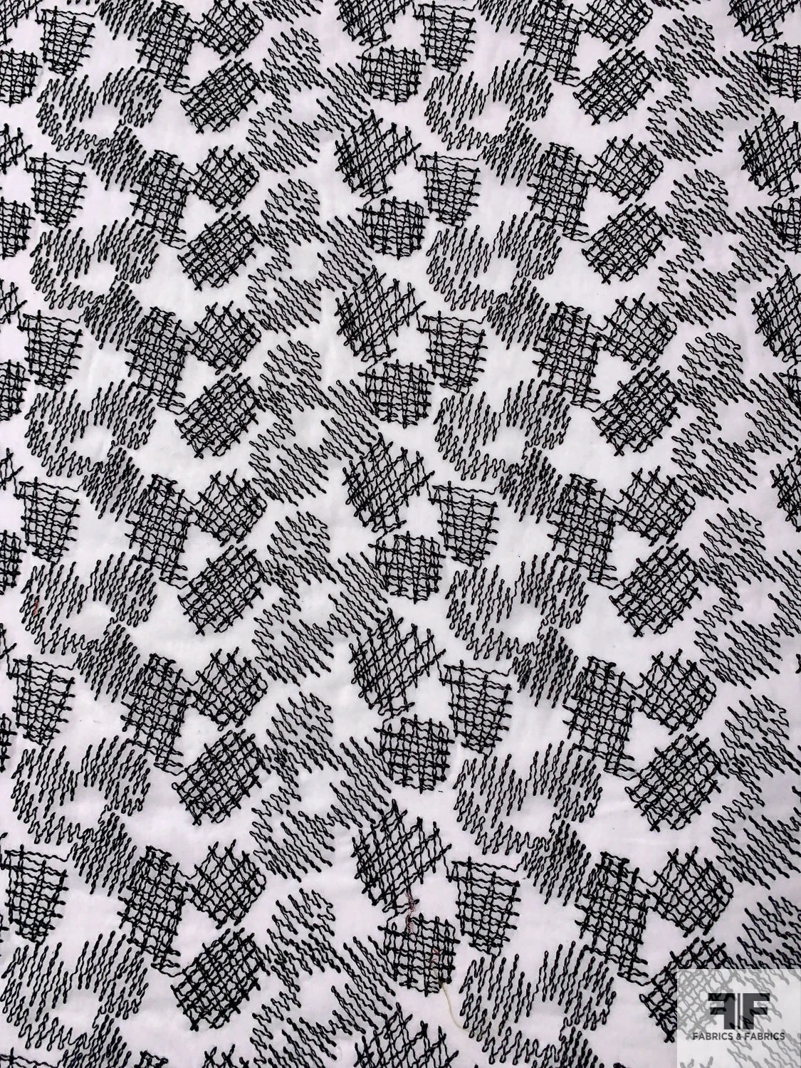 Zig Zag Patch Embroidered Cotton Voile - White / Black 6 Zig Zag Patch Embroidered Cotton Voile - White / Black - Image 4