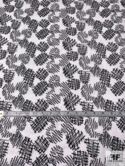Zig Zag Patch Embroidered Cotton Voile - White / Black 14 Zig Zag Patch Embroidered Cotton Voile - White / Black -Fabrics And Fabrics Store 13243 2