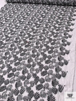 Zig Zag Patch Embroidered Cotton Voile - White / Black 16 Zig Zag Patch Embroidered Cotton Voile - White / Black -Fabrics And Fabrics Store 13243 4