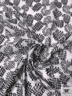 Zig Zag Patch Embroidered Cotton Voile - White / Black 12 Zig Zag Patch Embroidered Cotton Voile - White / Black -Fabrics And Fabrics Store 13243 6