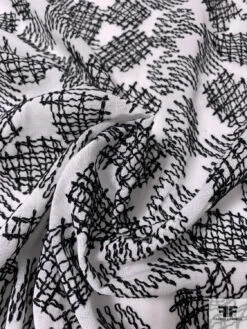 Zig Zag Patch Embroidered Cotton Voile - White / Black 17 Zig Zag Patch Embroidered Cotton Voile - White / Black -Fabrics And Fabrics Store 13243 7