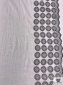 Border Pattern Single Scalloped Floral Embroidered Eyelet Cotton Gauze - White / Black 13 Border Pattern Single Scalloped Floral Embroidered Eyelet Cotton Gauze - White / Black -Fabrics And Fabrics Store 13245 1