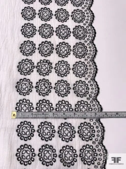 Border Pattern Single Scalloped Floral Embroidered Eyelet Cotton Gauze - White / Black 14 Border Pattern Single Scalloped Floral Embroidered Eyelet Cotton Gauze - White / Black -Fabrics And Fabrics Store 13245 2