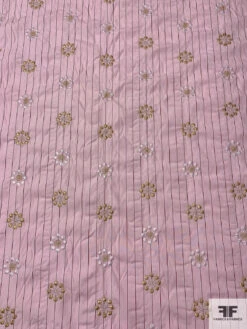 Floral Snowflake Embroidered Striped Cotton Shirting - Soft Pink / Gold / White / Dusty Rose 13 Floral Snowflake Embroidered Striped Cotton Shirting - Soft Pink / Gold / White / Dusty Rose -Fabrics And Fabrics Store 13246 1