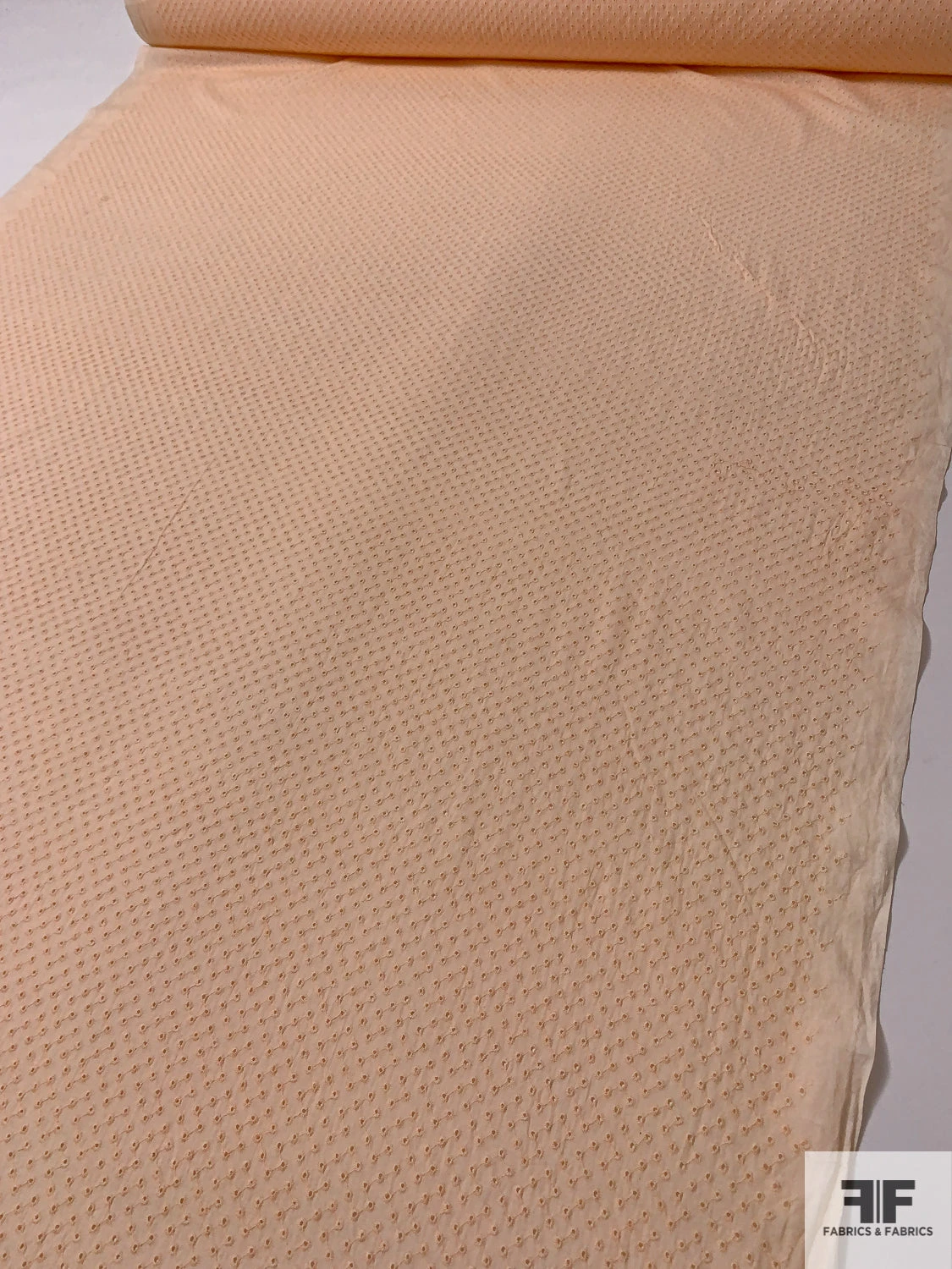 Connected Dots Embroidered Eyelet Cotton Voile - Light Peach 9 Connected Dots Embroidered Eyelet Cotton Voile - Light Peach - Image 7