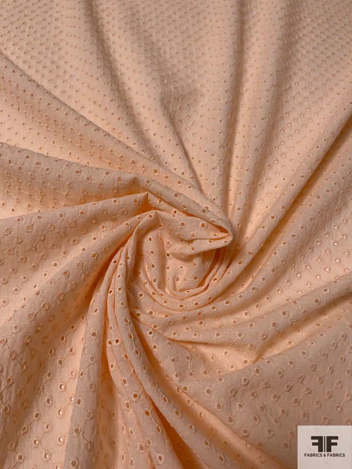 Connected Dots Embroidered Eyelet Cotton Voile - Light Peach 5 Connected Dots Embroidered Eyelet Cotton Voile - Light Peach - Image 3