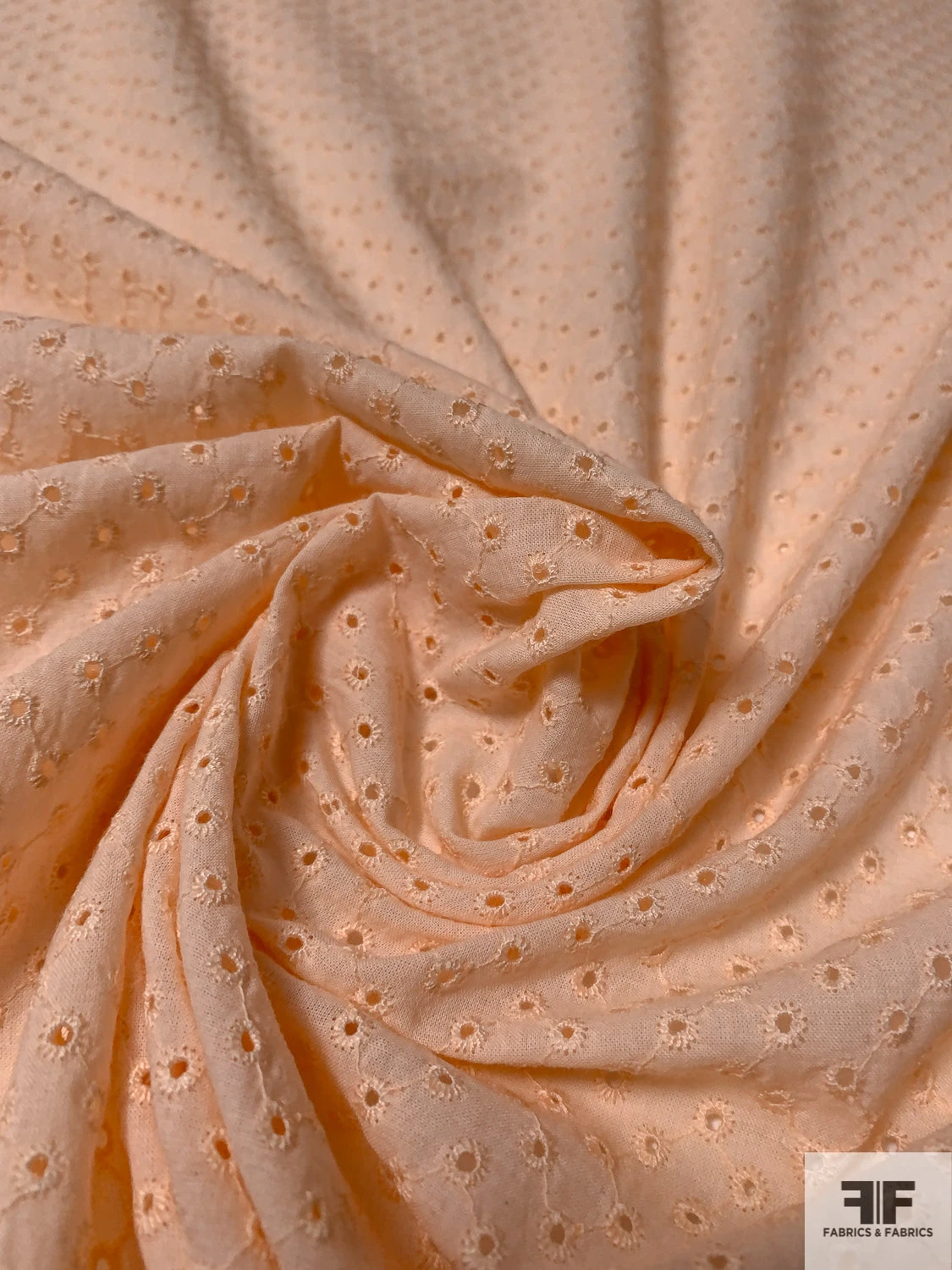 Connected Dots Embroidered Eyelet Cotton Voile - Light Peach 3 Connected Dots Embroidered Eyelet Cotton Voile - Light Peach