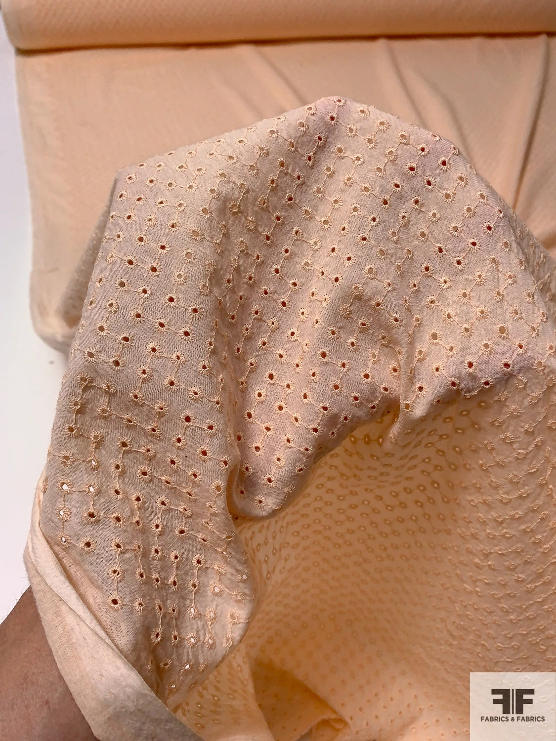 Connected Dots Embroidered Eyelet Cotton Voile - Light Peach 10 Connected Dots Embroidered Eyelet Cotton Voile - Light Peach - Image 8