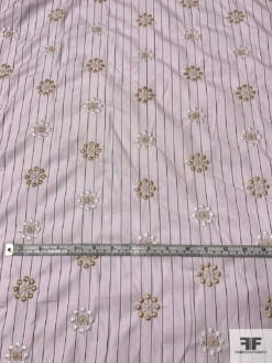 Floral Snowflake Embroidered Striped Cotton Shirting - Pale Lavender / Grape / Gold / White 14 Floral Snowflake Embroidered Striped Cotton Shirting - Pale Lavender / Grape / Gold / White -Fabrics And Fabrics Store 13262 2
