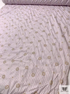 Floral Snowflake Embroidered Striped Cotton Shirting - Pale Lavender / Grape / Gold / White 16 Floral Snowflake Embroidered Striped Cotton Shirting - Pale Lavender / Grape / Gold / White -Fabrics And Fabrics Store 13262 4