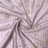 Floral Snowflake Embroidered Striped Cotton Shirting - Pale Lavender / Grape / Gold / White -Fabrics And Fabrics Store 13262 5