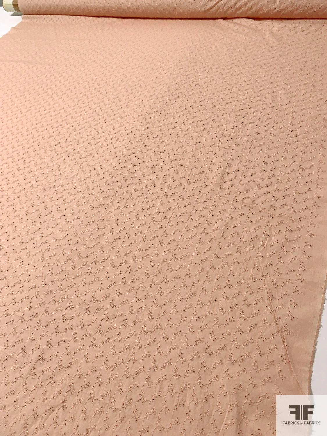 Ditsy Vine Floral Embroidered Eyelet Stretch Cotton Poplin - Dusty Blush-Peach 9 Ditsy Vine Floral Embroidered Eyelet Stretch Cotton Poplin - Dusty Blush-Peach - Image 7