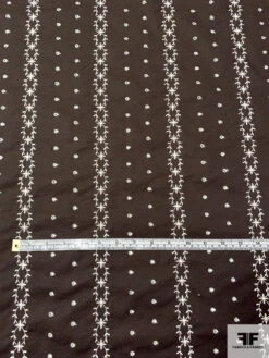 Circles And Wreath Ring Striped Embroidered Eyelet Lightweight Stretch Cotton Sateen - Espresso / Off-White 15 Circles And Wreath Ring Striped Embroidered Eyelet Lightweight Stretch Cotton Sateen - Espresso / Off-White -Fabrics And Fabrics Store 13268 2