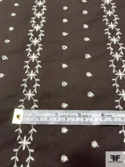 Circles And Wreath Ring Striped Embroidered Eyelet Lightweight Stretch Cotton Sateen - Espresso / Off-White 16 Circles And Wreath Ring Striped Embroidered Eyelet Lightweight Stretch Cotton Sateen - Espresso / Off-White -Fabrics And Fabrics Store 13268 3