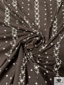 Circles And Wreath Ring Striped Embroidered Eyelet Lightweight Stretch Cotton Sateen - Espresso / Off-White 13 Circles And Wreath Ring Striped Embroidered Eyelet Lightweight Stretch Cotton Sateen - Espresso / Off-White -Fabrics And Fabrics Store 13268 6