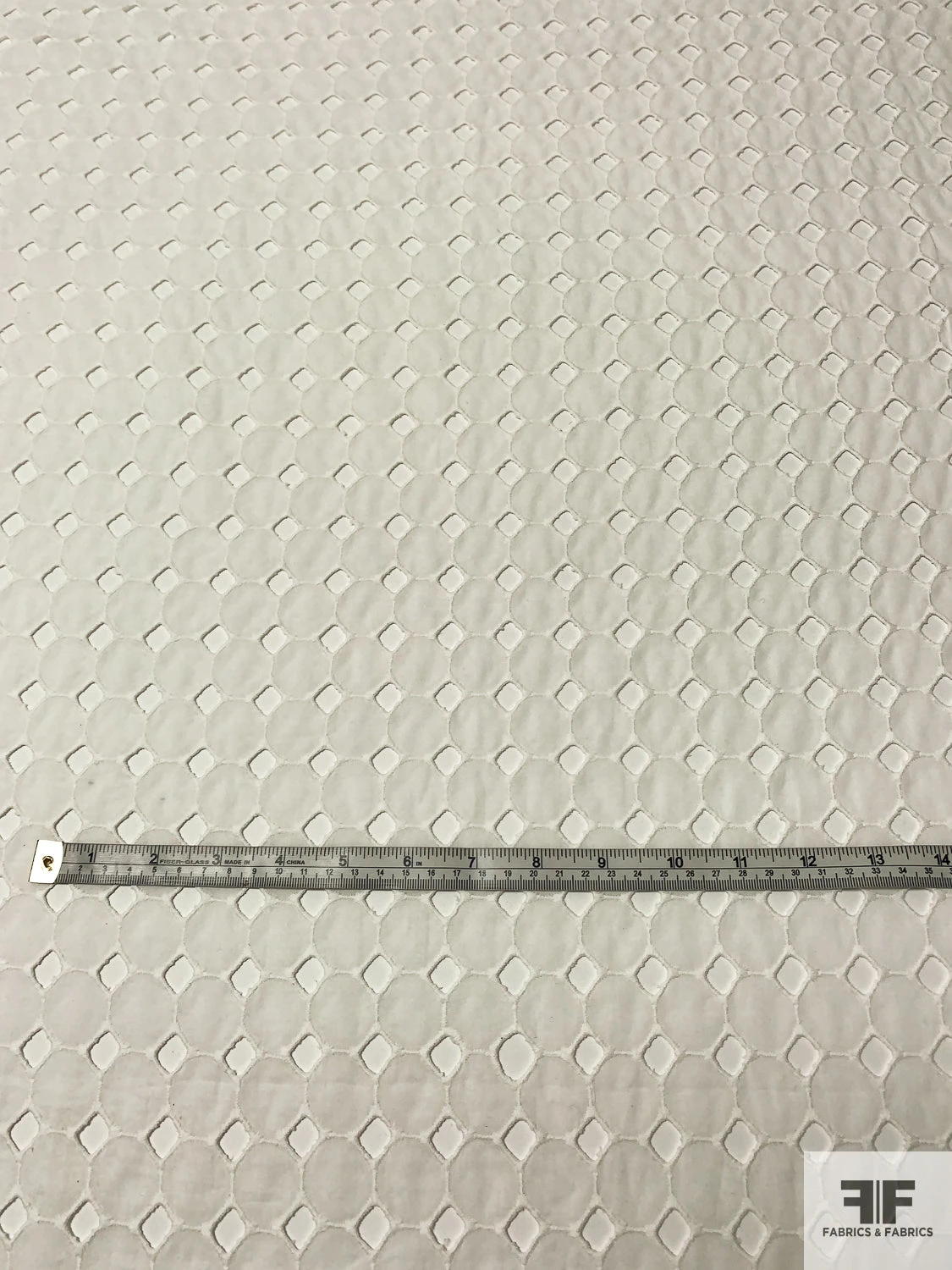 Geometric Embroidered Eyelet Cotton Voile - Off-White 7 Geometric Embroidered Eyelet Cotton Voile - Off-White - Image 5