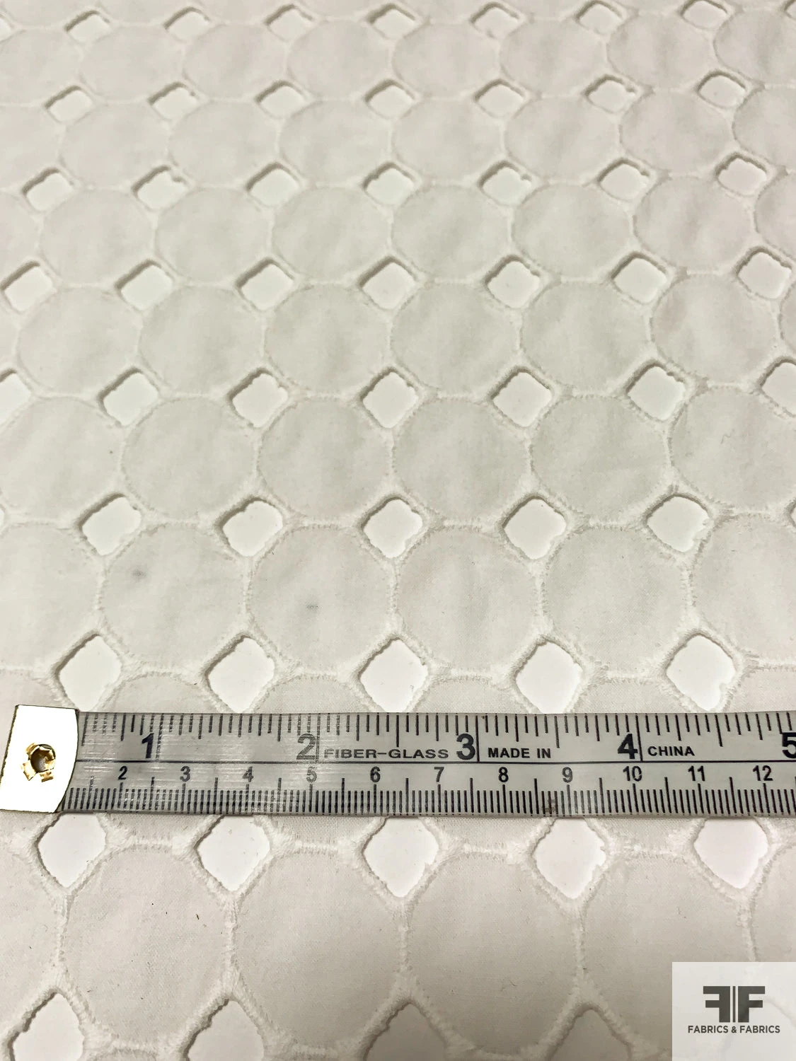 Geometric Embroidered Eyelet Cotton Voile - Off-White 8 Geometric Embroidered Eyelet Cotton Voile - Off-White - Image 6