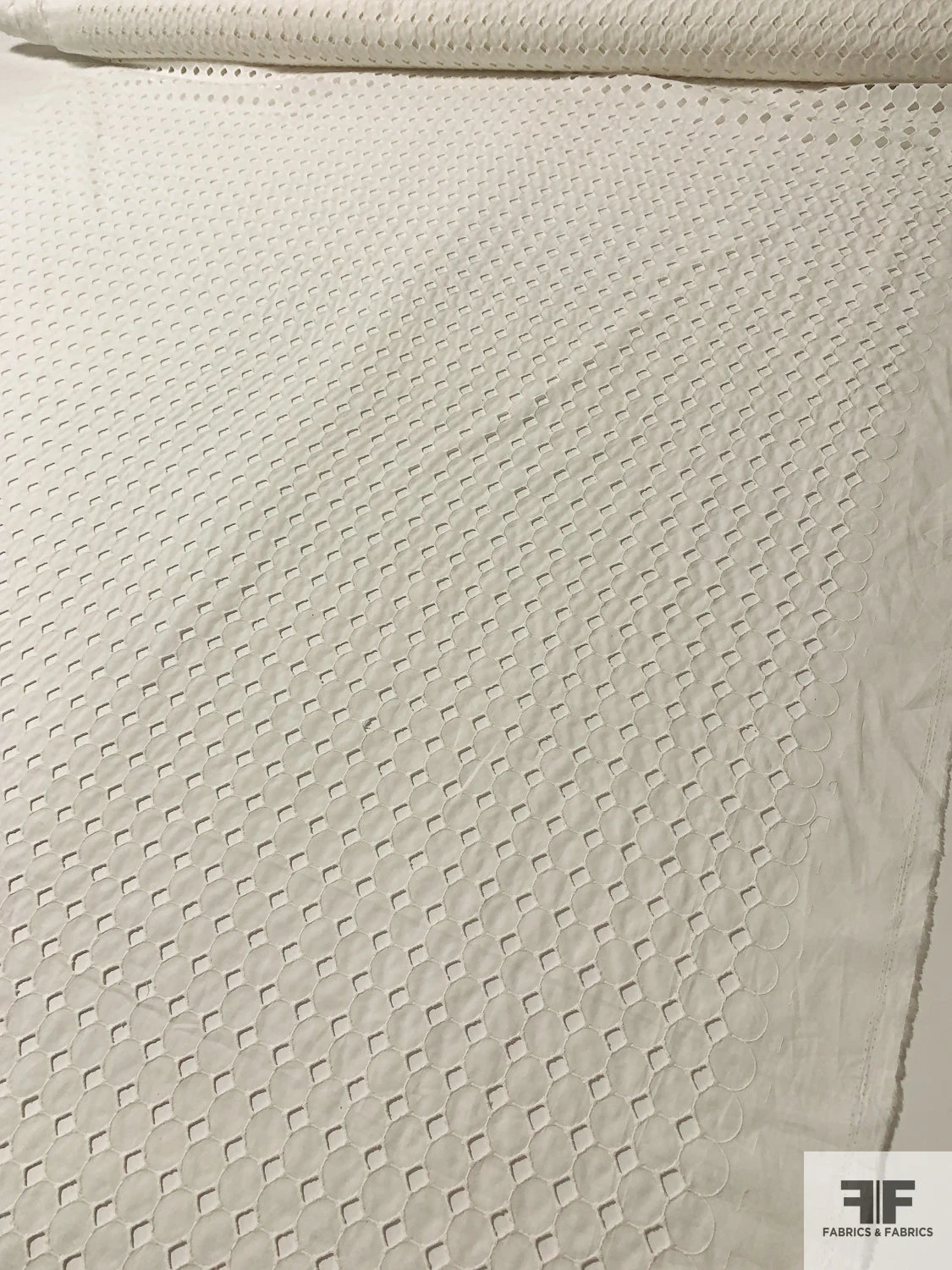 Geometric Embroidered Eyelet Cotton Voile - Off-White 9 Geometric Embroidered Eyelet Cotton Voile - Off-White - Image 7