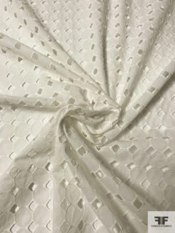 Geometric Embroidered Eyelet Cotton Voile - Off-White 13 Geometric Embroidered Eyelet Cotton Voile - Off-White -Fabrics And Fabrics Store 13269 6